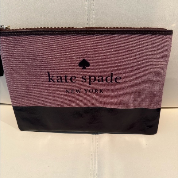 Kate Spade Ash St. Logo Large Tassel Pouch Purple Canvas - Picture 1 of 5